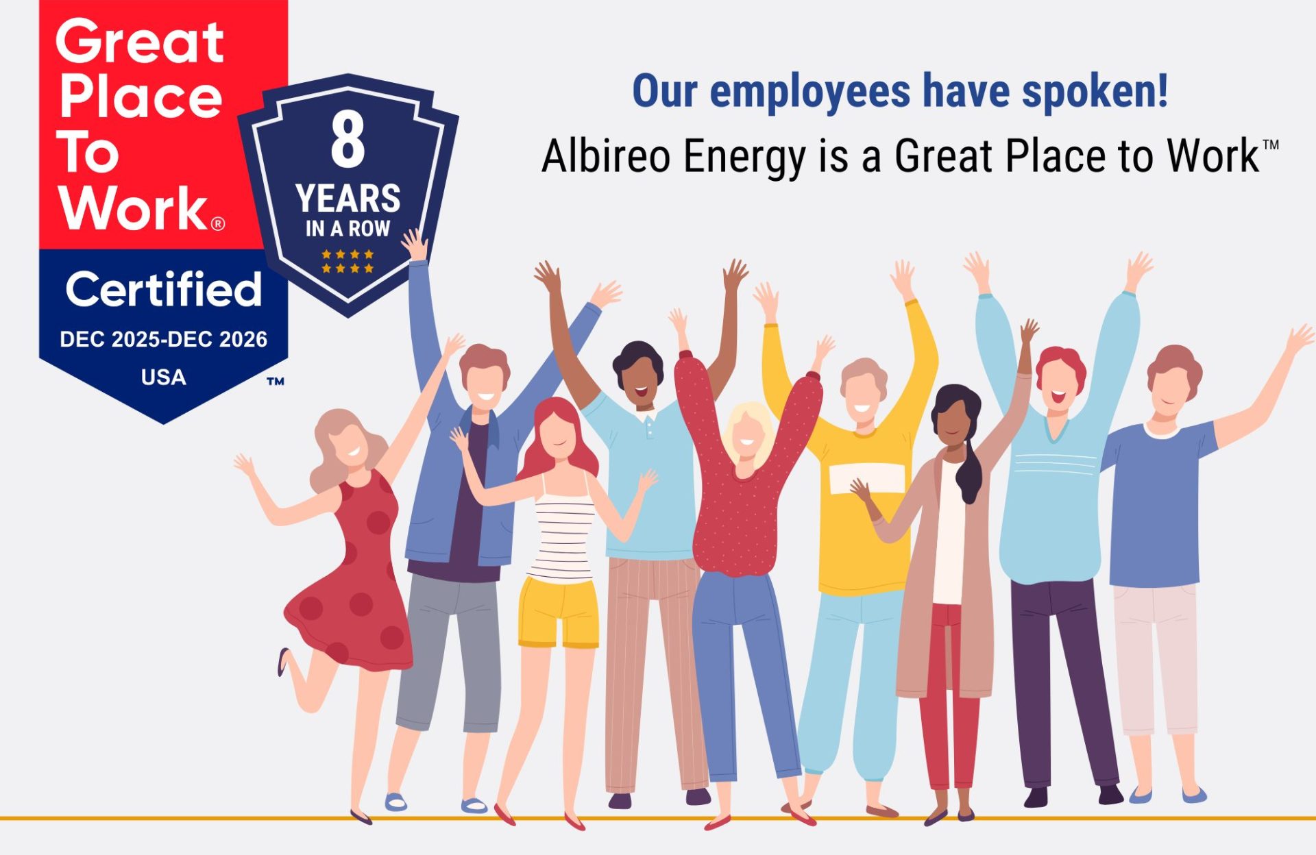 Albireo Energy Earns Great Place To Work Certification™ for Eighth Consecutive Year